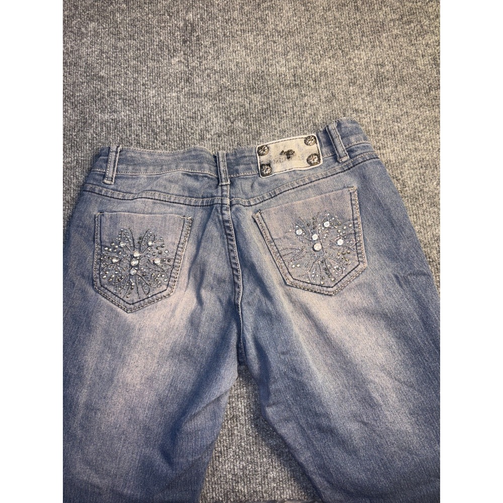 UWD Skinny Jeans Women Size 3 Blue Denim Metallic Embroidered Beaded Back Pocket - Picture 9 of 11
